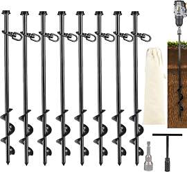 SWAWIS 8 Stück Bodenanker Trampolin Erdanker 40cm 