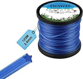 SWAWIS Trimmerfaden 2,4mm/125m Rasen Mähfaden