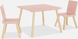 sweeek - Quadratischer Kindertisch mit 2 Stühlen, 