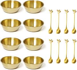 Sxutop 8 Stück Edelstahl Dipschalen Gold
