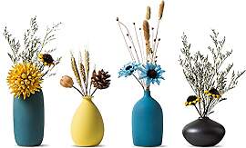 Sziqiqi Kleine Keramikvasen für Blumen, Set mit 4 