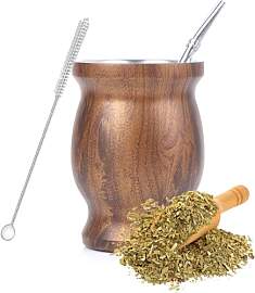 SZKKQKJ Mate Tee Becher-Set mit Strohhalm und
