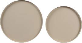 Tablett Rund Metall 30-35cm Sandfarben matt 2er