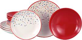 Tafelservice Joy Creme/Rot, 12-teilig