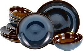 Tafelservice Mallorca Blau/Braun, 12-teilig