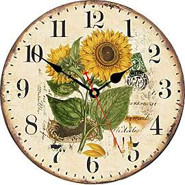 TAHEAT 20 cm Sommer Sonnenblume Wanduhr, Retro