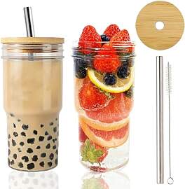TAIHE 700ml Bubble Tea Becher mit Deckel und