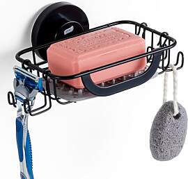 TAILI Schwarz Dusche Seifenschale mit Haken und
