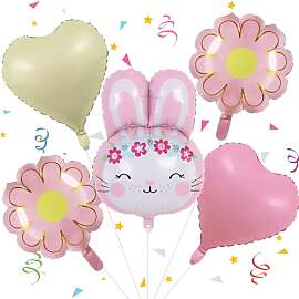 TaimeiMao Hase Folienballon Geburtstag Set, Rosa