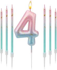 TAIXING Geburtstagskerzen Zahlen 4, 3D