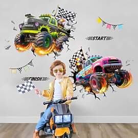 Tanlaby 3D Auto Wandtattoo Rennwagen Wandsticker