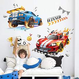 Tanlaby 3D Auto Wandtattoo Rennwagen Wandsticker