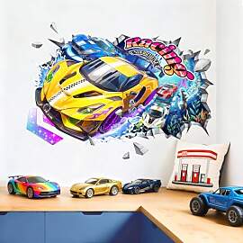 Tanlaby 3D Auto Wandtattoo Rennwagen Wandsticker