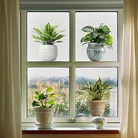 Tanlaby Pflanzen Topf Fensterbilder Sommer