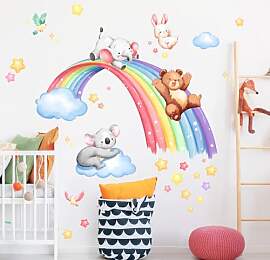 Tanlaby Wandtattoo Regenbogen Tiere Wandaufkleber