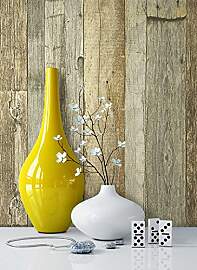 Tapete Vlies Antik Holz Muster in Beige Braun |