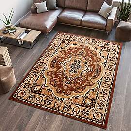 TAPISO Atlas Teppich Kurzflor Braun Hellbraun