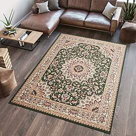 TAPISO Atlas Teppich Kurzflor Grün Beige Rot