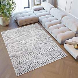 TAPISO Sky Teppich Kurzflor Modern Beige Grau