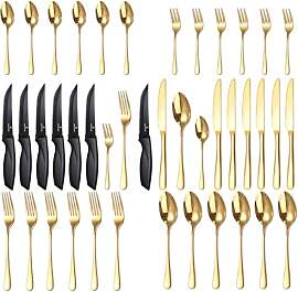 Targzier 36 teiliges Gold Besteckset,mit Schwarz