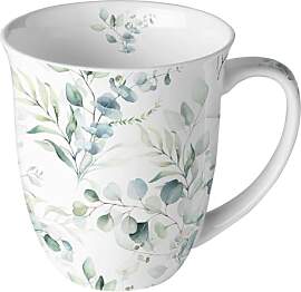 Tasse Blumen Blätter vom Eukalyptus aus