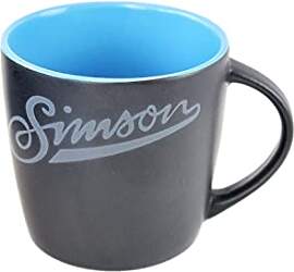 Tasse, Kaffeetasse mit Simson Motiv in Schwarz