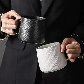 Tasse Keramik, handgefertigte Teetasse mit Henkel, 