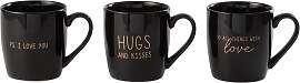 Tasse Liebe Keramik Schwarz 3er Set