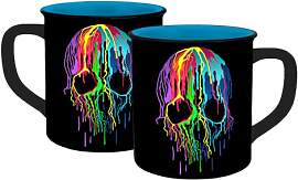 Tasse Skull Neon Emaille-Optik 400ml | Totenkopf | 