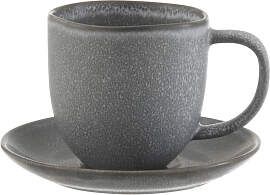 Tasse & Untertasse Louise aus Keramik, Grau