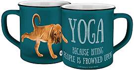 Tasse Yoga Dogs Biting blau Emaille-Optik 400ml