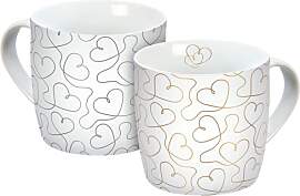 Tassen Set 2 teilig, Flying Hearts, Porzellan,