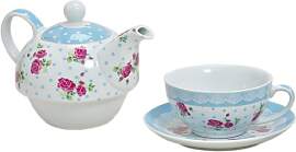Tea for one Set 3-teilig Porzellan Teekanne mit