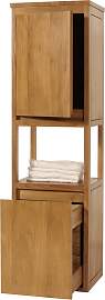 Teak-Hochschrank HWC-M71, Badschrank Badregal
