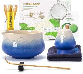 TEANAGOO 7 Stück Matcha Set,Matcha Besen,Blaues