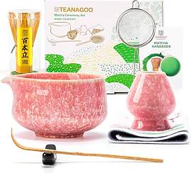 TEANAGOO Matcha-Schneebesen-Set, 7-teilig, rosa