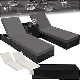 tectake® 2er Garten Lounge Sonnenliegen Set mit