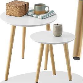 tectake® 2er Set Beistelltisch, Couchtisch Holz