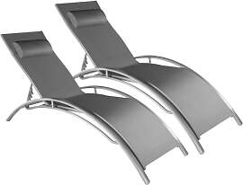 tectake 2er Set Gartenliege, Aluminium