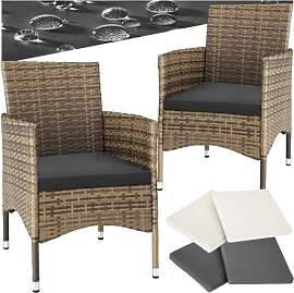 tectake® 2er Set Gartenstuhl aus Polyrattan,