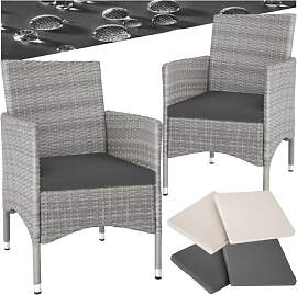 tectake® 2er Set Gartenstuhl aus Polyrattan,
