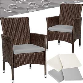 tectake® 2er Set Gartenstuhl aus Polyrattan,