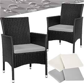 tectake® 2er Set Gartenstuhl aus Polyrattan,