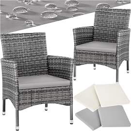 tectake® 2er Set Gartenstuhl aus Polyrattan,