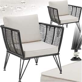 tectake® 2er Set Lounge Sessel, Rattan Sessel,