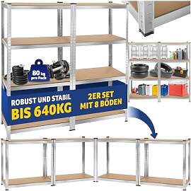 tectake® 2X Werkstattregal, Schwerlastregal,