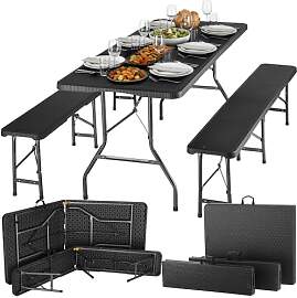 tectake® 3-teiliges Gartenmöbel Set, klappbarer