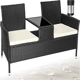 tectake 404557 Poly Rattan Gartenbank mit Tisch,