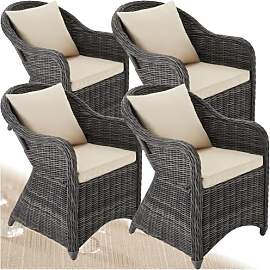 tectake® 4er Set Rattansessel, Polyrattan