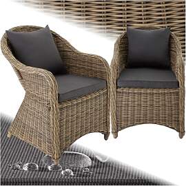 tectake® Alu Polyrattan Gartenstuhl 2er Set,